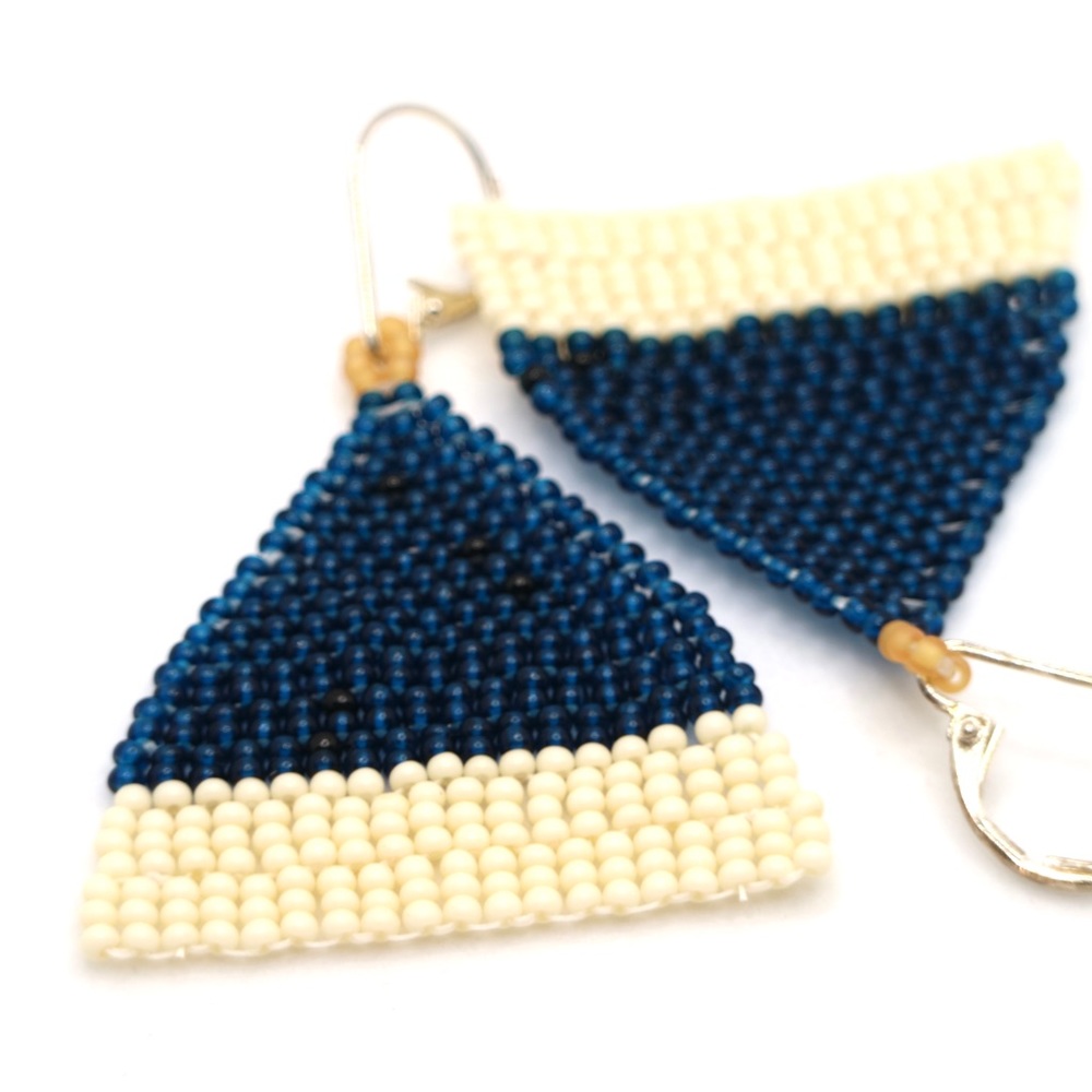 HANDMADE GLASS EARRINGS | Beehive Small Batch Handwoven Earrings in Moonbeam - Picture 5 of 5